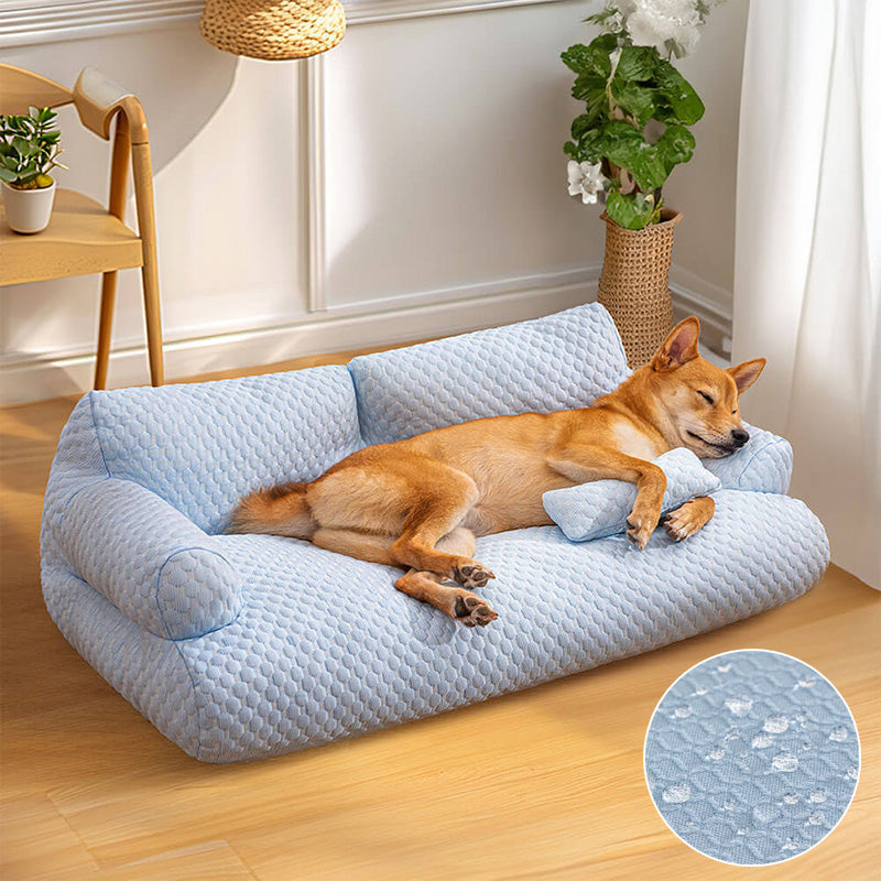 HiFuzzyPet Waterproof Dog Cooling Sofa Bed with Removable Cover