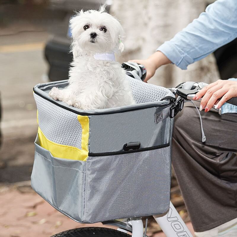HiFuzzyPet 3-in-1 Removable Dog Bike Basket with Safety Buckle