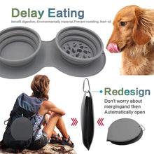 Load image into Gallery viewer, HiFuzzyPet Collapsible Silicone Double Dog Bowl For Travel
