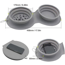 Load image into Gallery viewer, HiFuzzyPet Collapsible Silicone Double Dog Bowl For Travel
