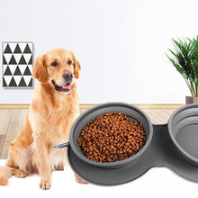 Load image into Gallery viewer, HiFuzzyPet Collapsible Silicone Double Dog Bowl For Travel
