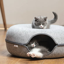 Load image into Gallery viewer, HiFuzzyPet Donut Shaped Felt Cat Cave Bed, Cat Tunnel Bed
