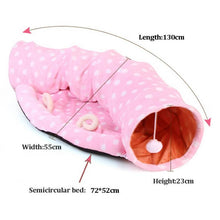 Load image into Gallery viewer, HiFuzzyPet Foldable Cat Tunnel Toys with Central Mat

