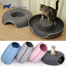 Load image into Gallery viewer, HiFuzzyPet Donut Shaped Felt Cat Cave Bed, Cat Tunnel Bed
