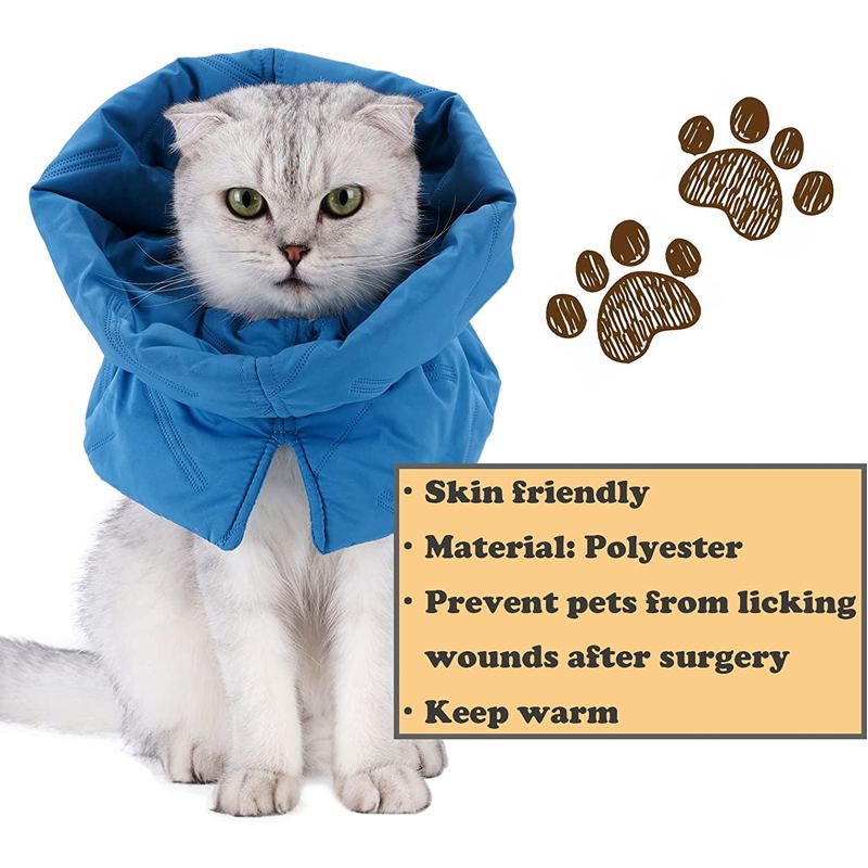 QIYADIN Pethouzz Soft Cat Recovery Collar, Cat Cone Collar, Nonwoven Fabric  Elizabeth Collar, Loops-Protective Wound Healing Specially Designed for