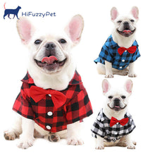Load image into Gallery viewer, HiFuzzyPet Soft Dog Plaid Shirts with Bow Tie

