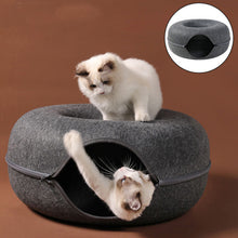 Load image into Gallery viewer, HiFuzzyPet Donut Shaped Felt Cat Cave Bed, Cat Tunnel Bed
