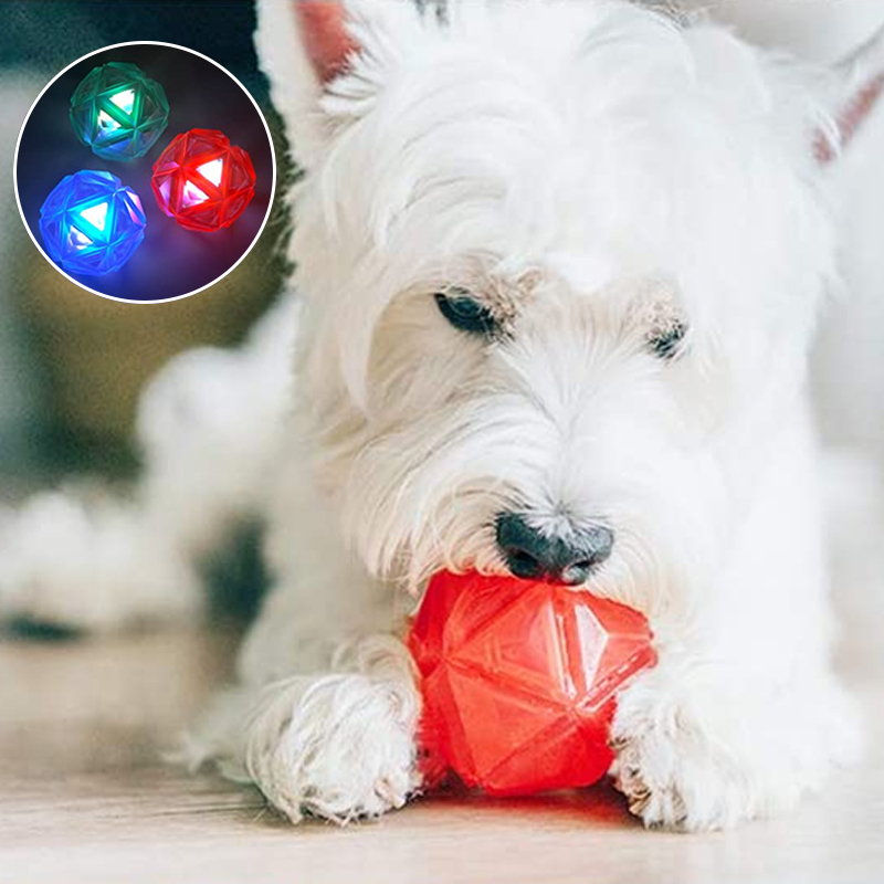 3 Pack Light-up Dog Ball Toy, LED Floating Dog Squeaker Balls for
