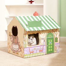 Load image into Gallery viewer, HiFuzzyPet Corrugated Cardboard Cat  House with Scratcher, Cat Play House
