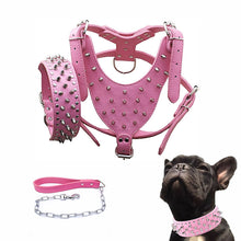 Load image into Gallery viewer, HiFuzzyPet 3pcs Spiked Dog Collars, Pointed Rivets Chest Strap
