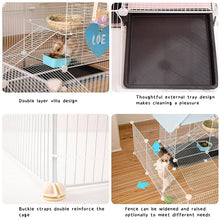 Load image into Gallery viewer, HiFuzzyPet Patchable Rabbit Cage with Ramp, 2-storey Bunny Cage with Playpen Indoor
