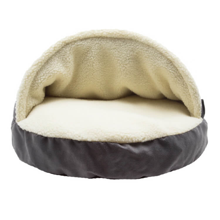 HiFuzzyPet Round Snuggery Hooded Dog Blanket Bed for Dogs and Cats