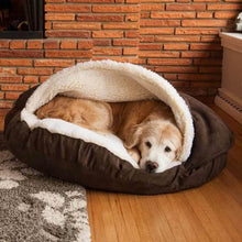 Load image into Gallery viewer, HiFuzzyPet Round Snuggery Hooded Dog Blanket Bed for Dogs and Cats
