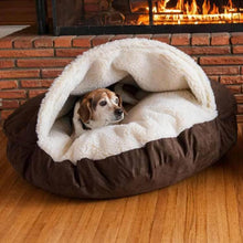 Load image into Gallery viewer, HiFuzzyPet Round Snuggery Hooded Dog Blanket Bed for Dogs and Cats
