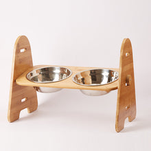 Load image into Gallery viewer, HiFuzzyPet Wooden Elevated Dog Bowls
