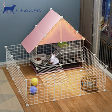 Load image into Gallery viewer, HiFuzzyPet Patchable Rabbit Cage with Ramp, 2-storey Bunny Cage with Playpen Indoor
