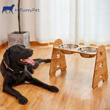 Load image into Gallery viewer, HiFuzzyPet Wooden Elevated Dog Bowls
